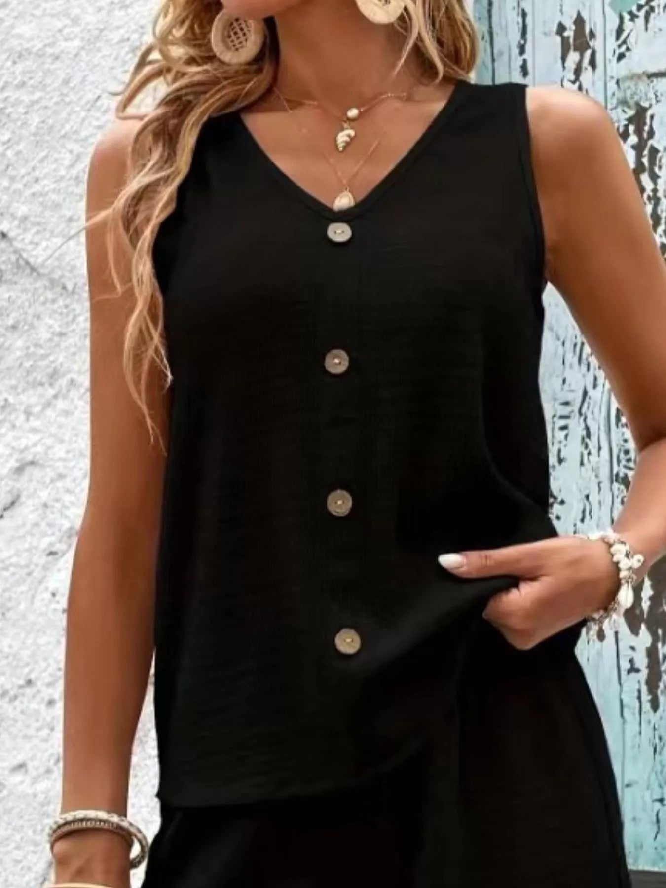 V-Neck Tank Top & Shorts Resort Set