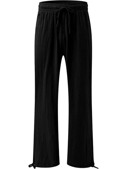 Wide-Leg Drawstring Waist Resort Pants