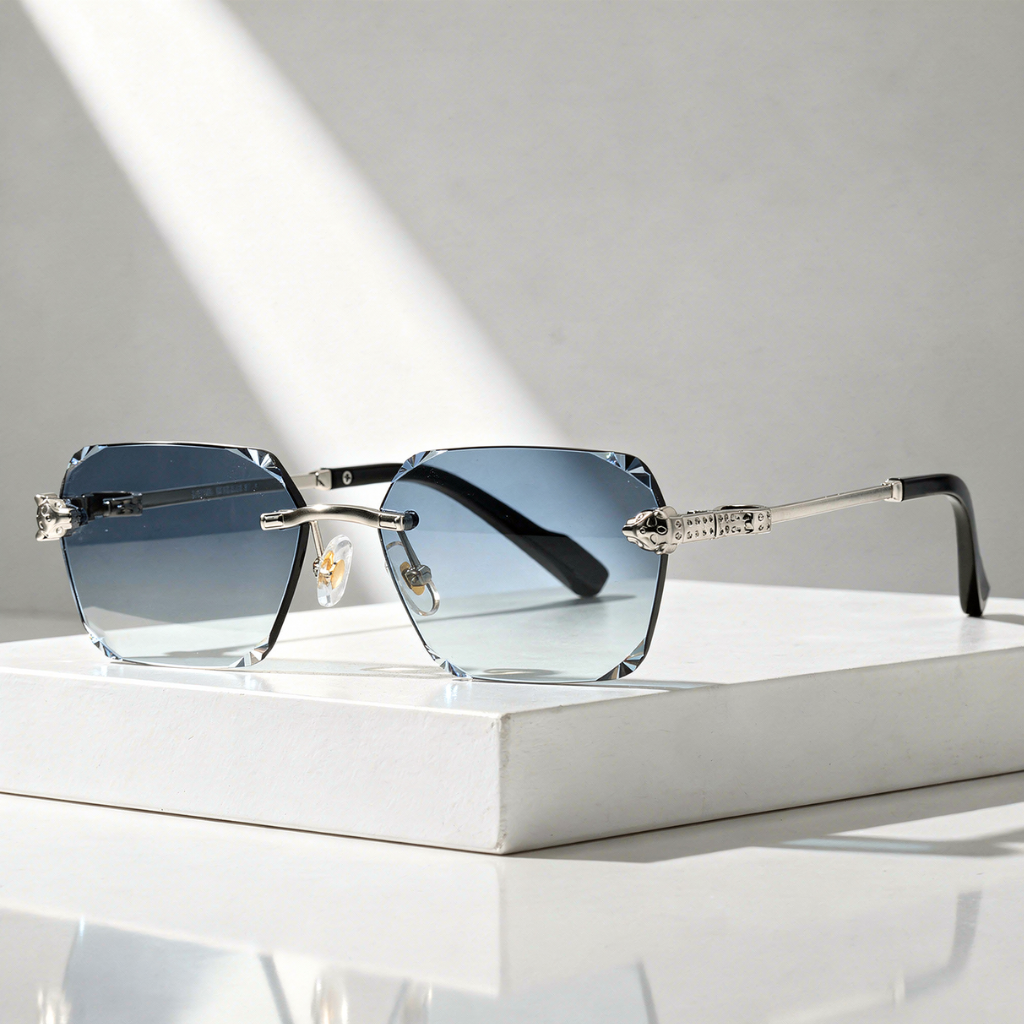 Zelcor ShadesRimless Rectangle Sunglasses Leopard Hardware