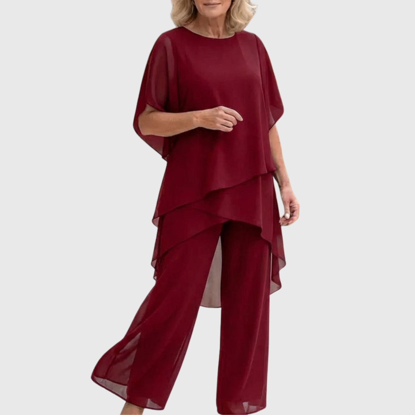 Suit with draped palazzo pants