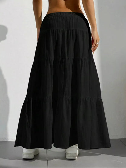 Flowy Tiered Ruched Maxi Skirt
