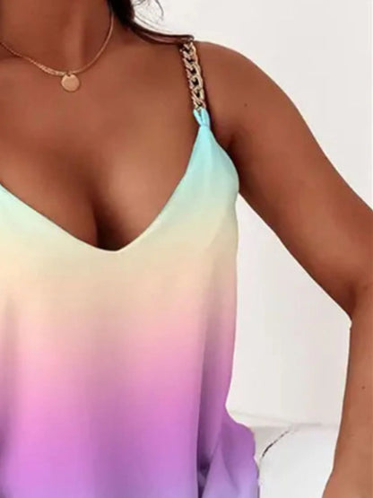 Chain Strap V-Neck Resort Tank