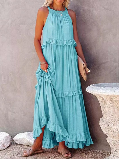 Tiered Ruffle Sleeveless Maxi Dress