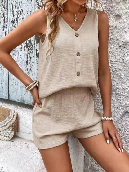 V-Neck Tank Top & Shorts Resort Set