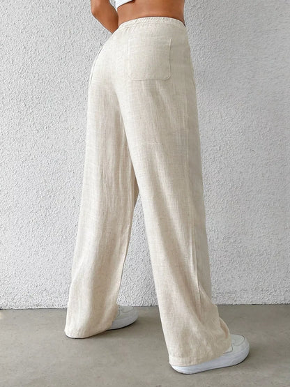 Wide-Leg Linen-Blend Resort Pants