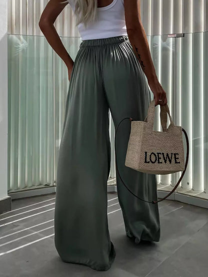 Wide-Leg Paperbag Waist Flowy Pants