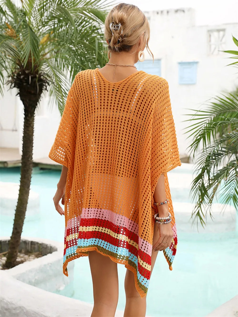 Slit Openwork V-Neck Cover-Up