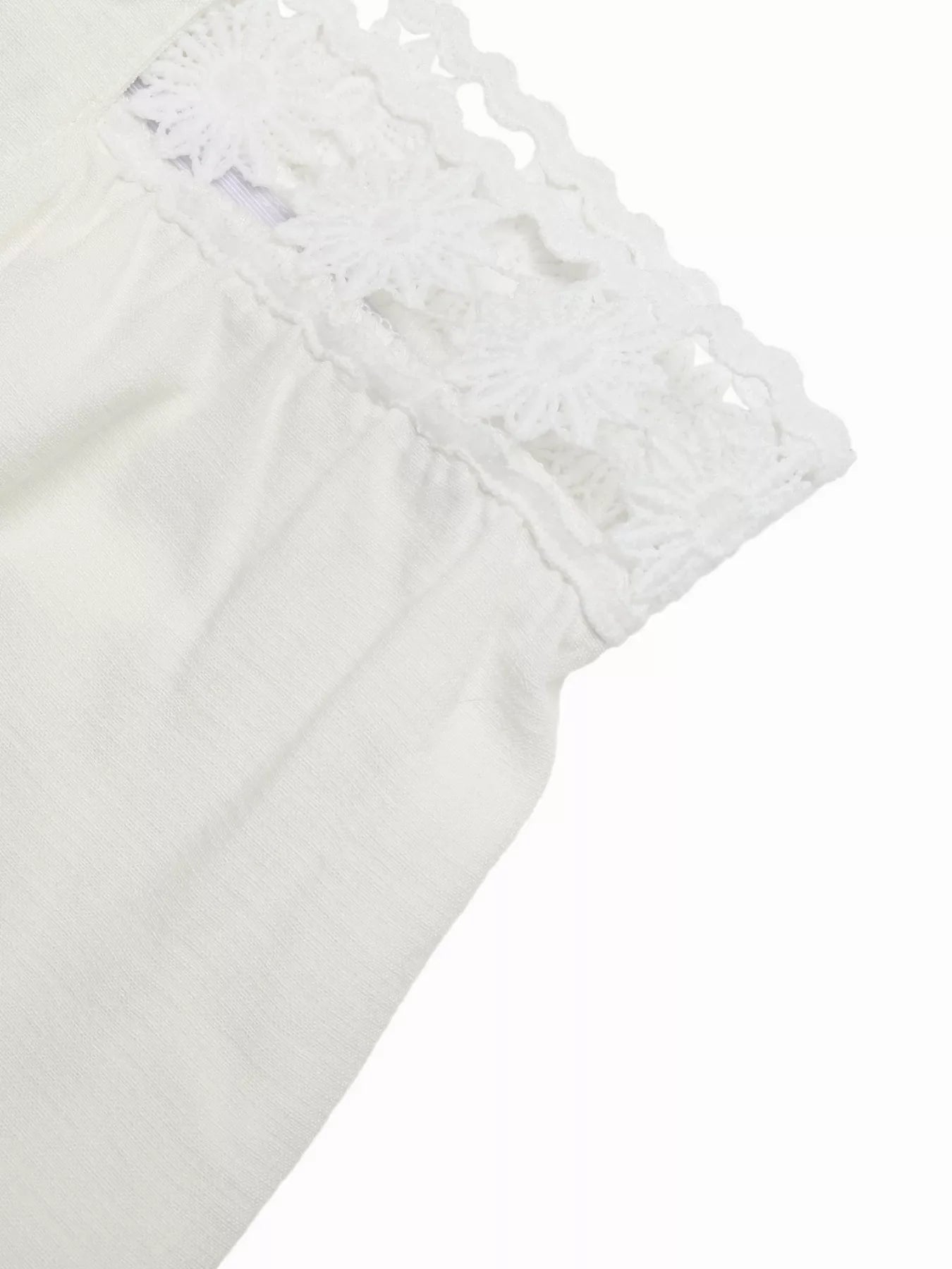 High-Waist Wide-Leg Pants with Crochet Trim