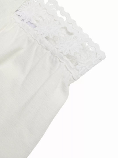 High-Waist Wide-Leg Pants with Crochet Trim