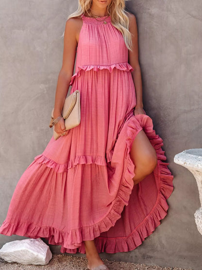 Tiered Ruffle Sleeveless Maxi Dress