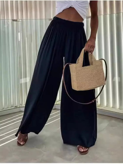 Wide-Leg Paperbag Waist Flowy Pants