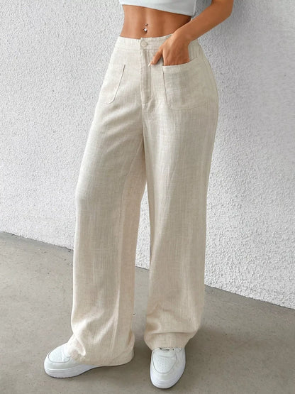 Wide-Leg Linen-Blend Resort Pants