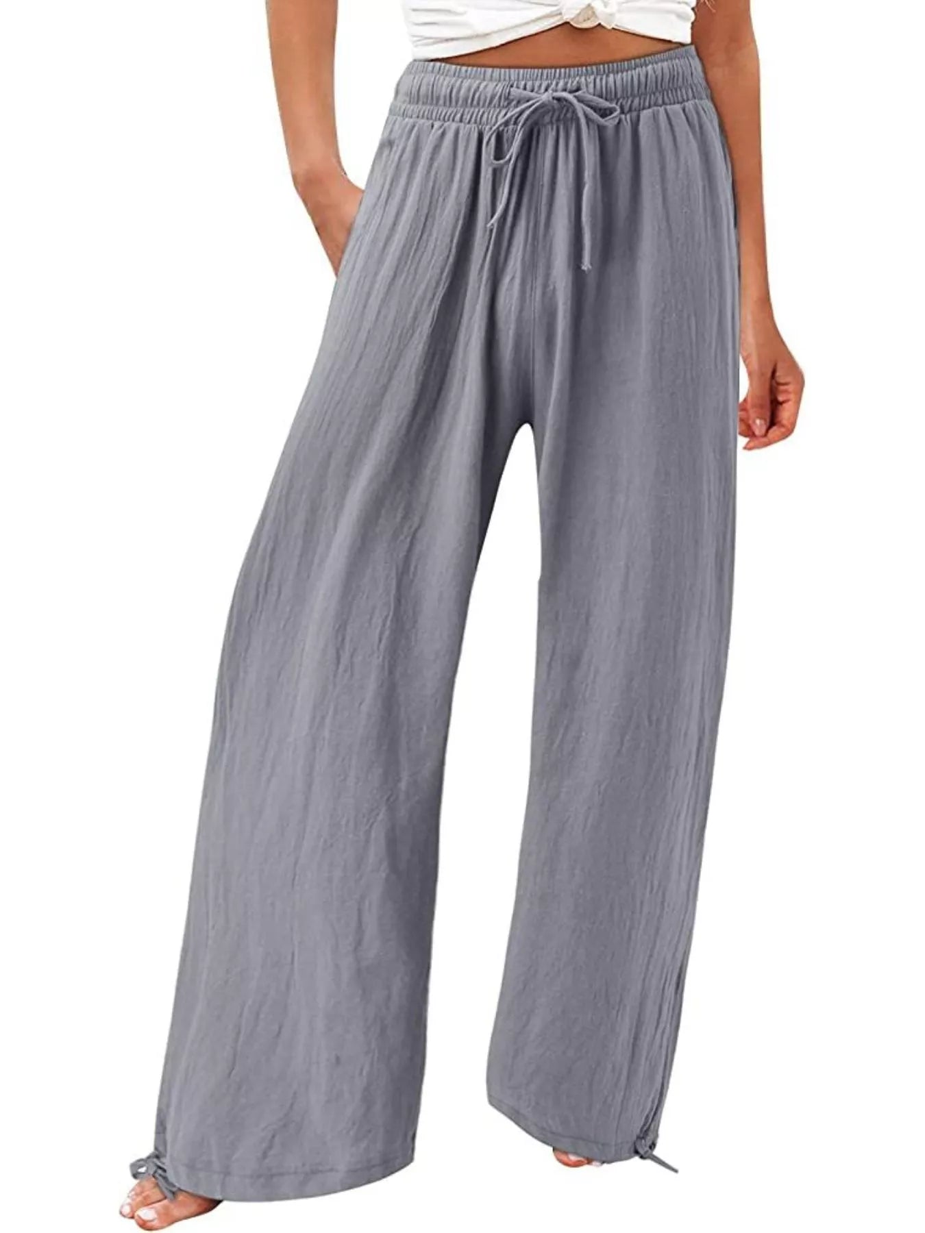 Wide-Leg Drawstring Waist Resort Pants