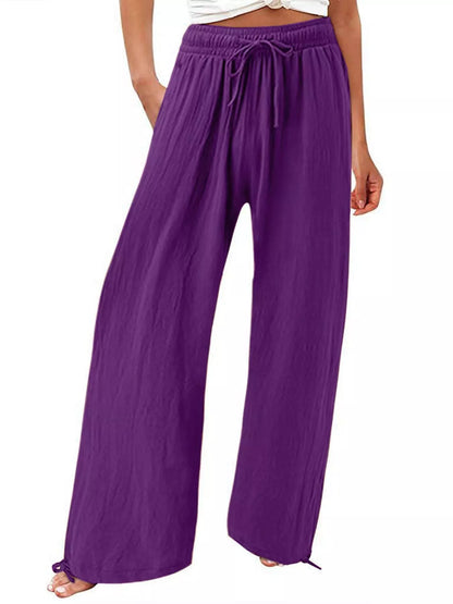 Wide-Leg Drawstring Waist Resort Pants