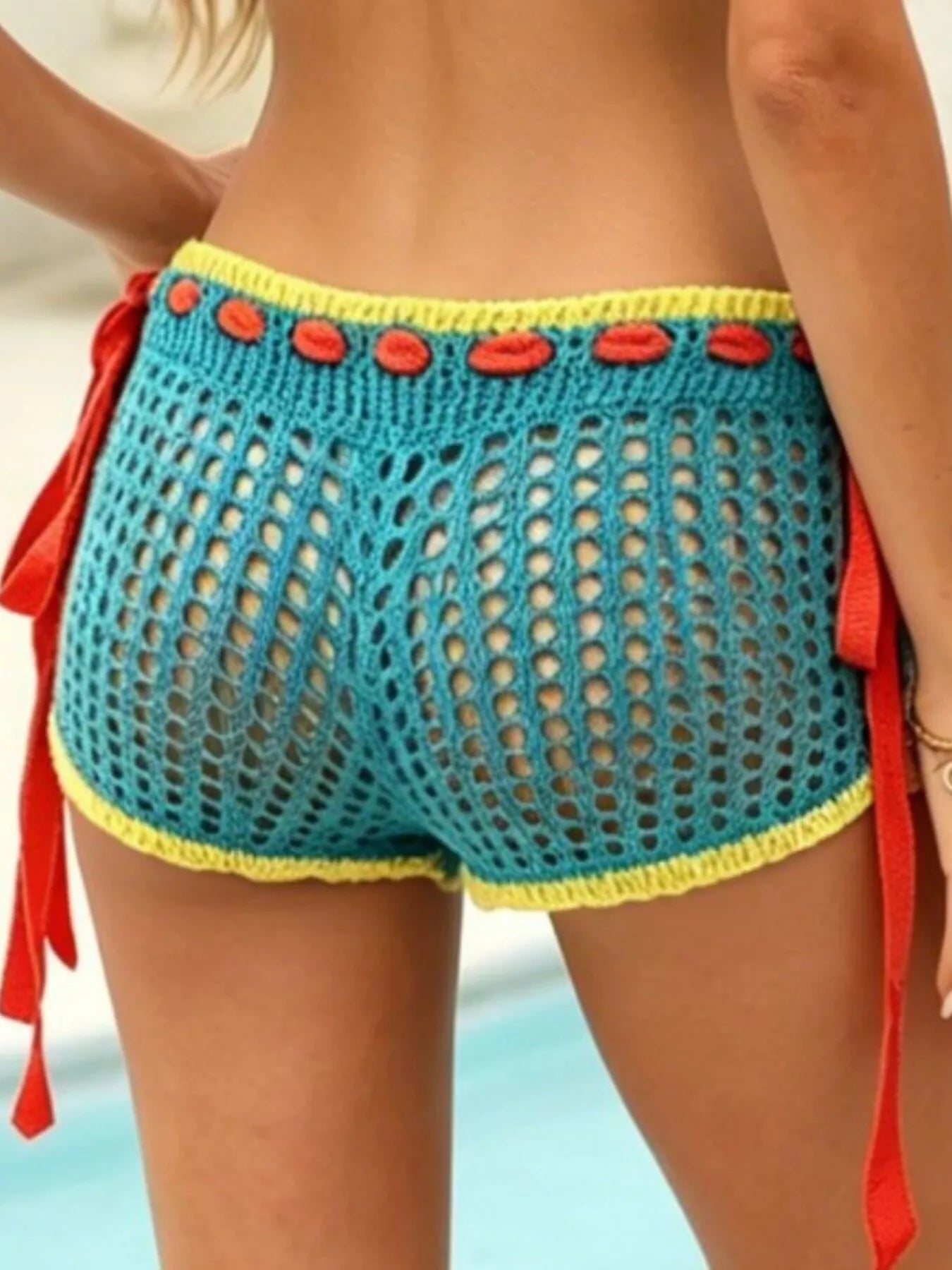 Crochet Tie-Side Beach Cover-Up Shorts