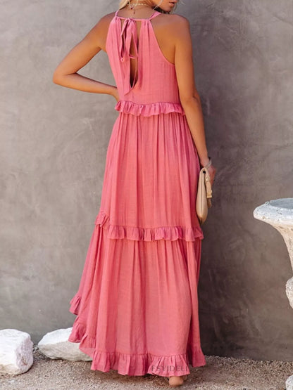 Tiered Ruffle Sleeveless Maxi Dress