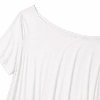 Solenne – Off-Shoulder Drape Maxi Dress with Side Pockets, Soft Viscose Throw-On Summer Dress