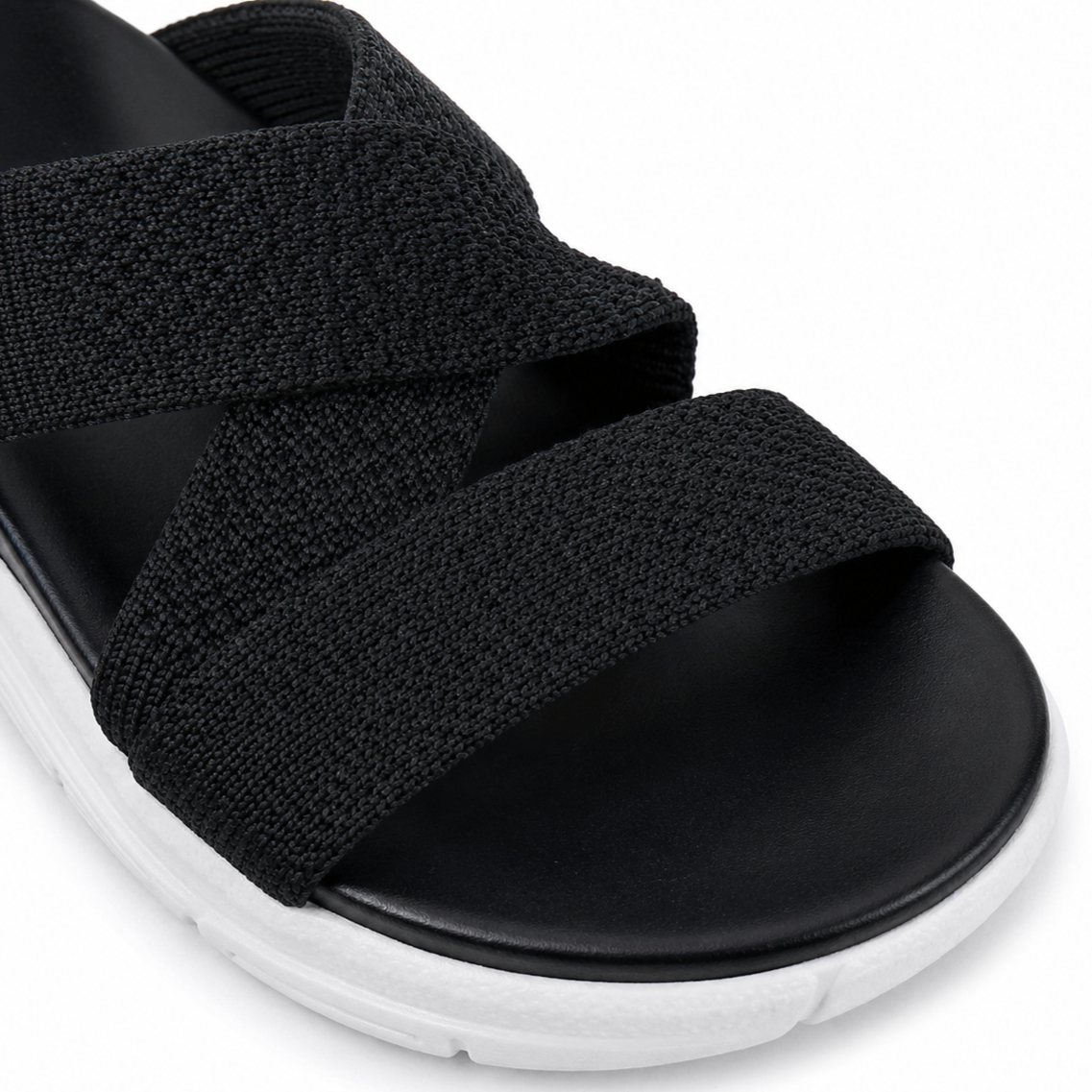 Veluna™ – Cushioned Stretch Knit Cross Strap Sandals for Women