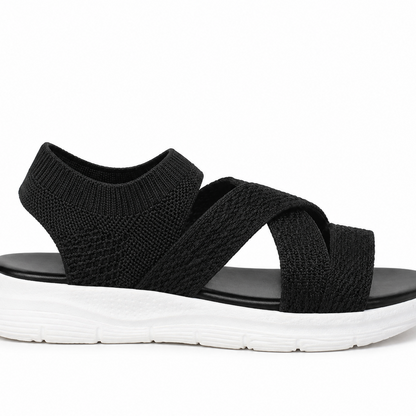 Veluna™ – Cushioned Stretch Knit Cross Strap Sandals for Women