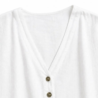 Soléne – Oversized V-Neck Linen-Look Tunic Dress, Breezy Summer Cover-Up