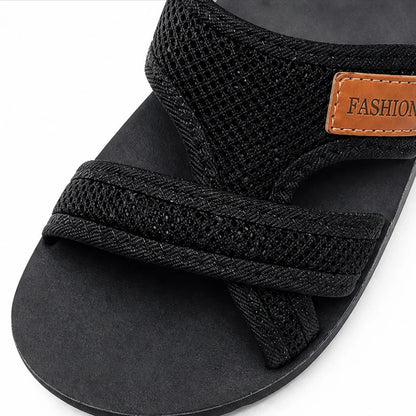Breezely – Breathable Mesh Slide Sandals for Wide Feet, Open Toe Comfort