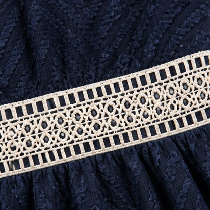 Solène – Crochet V-Neck Flutter Sleeve Summer Dress