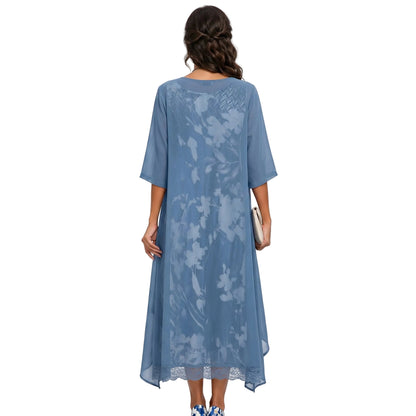 Women’s Floral Long Dress with Cardigan Set