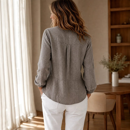 Lunavelle – Pintuck Peplum Button-Up Blouse
