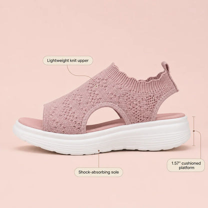 Aurelle – Knit Platform Sandals with Cushioned Sole and Slingback