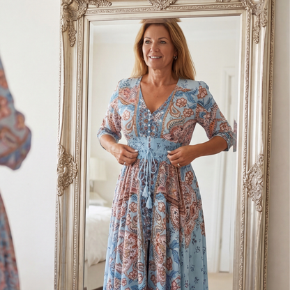 Floressa – Flowy Floral V Neck Maxi Dress