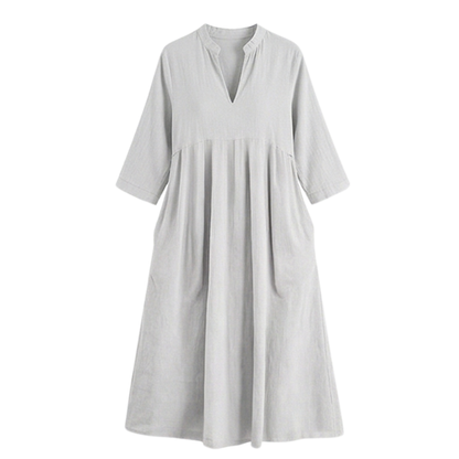 Elara – Women's Soft Cotton Midi Dress with Pockets