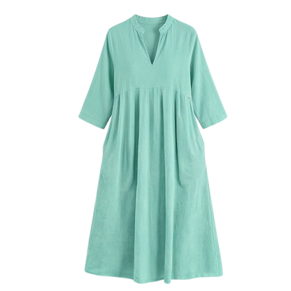 Elara – Women's Soft Cotton Midi Dress with Pockets