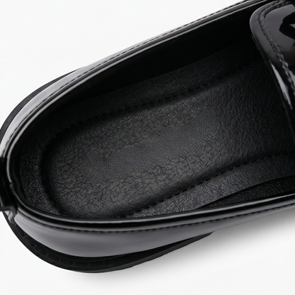 Bowella – Glossy Bow Loafers with Cushioned Platform