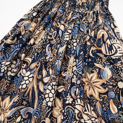 Floressa – Smocked High-Waist Floral Maxi Skirt with Flowy A-Line Sweep