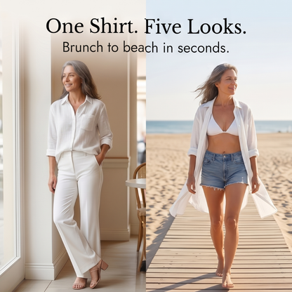 Solaire – Women's breathable cotton button up shirt
