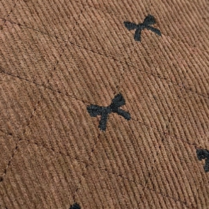 Bowette – Corduroy Bow-Print Tote with Laptop Pocket
