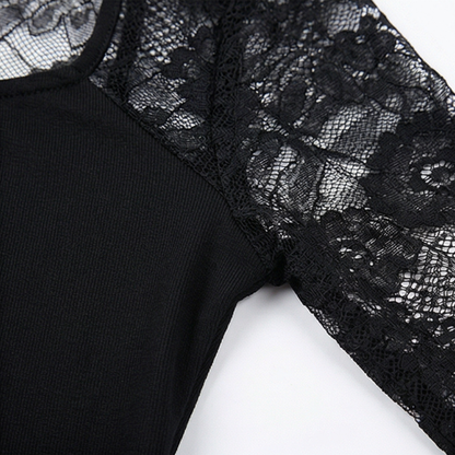 Lacelle – Women's Sheer Floral Lace Sleeve Top