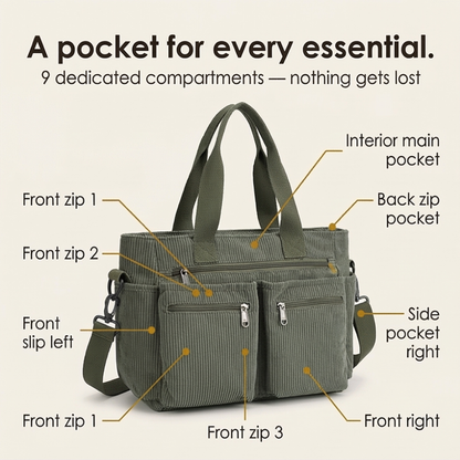 Clovera – Multi Pocket Corduroy Shoulder Bag