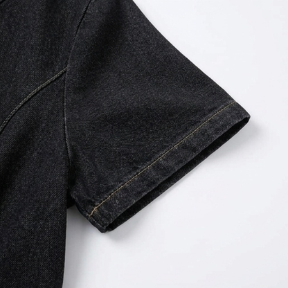 Aurelene – Women's V-Neck Denim Dress with Pockets