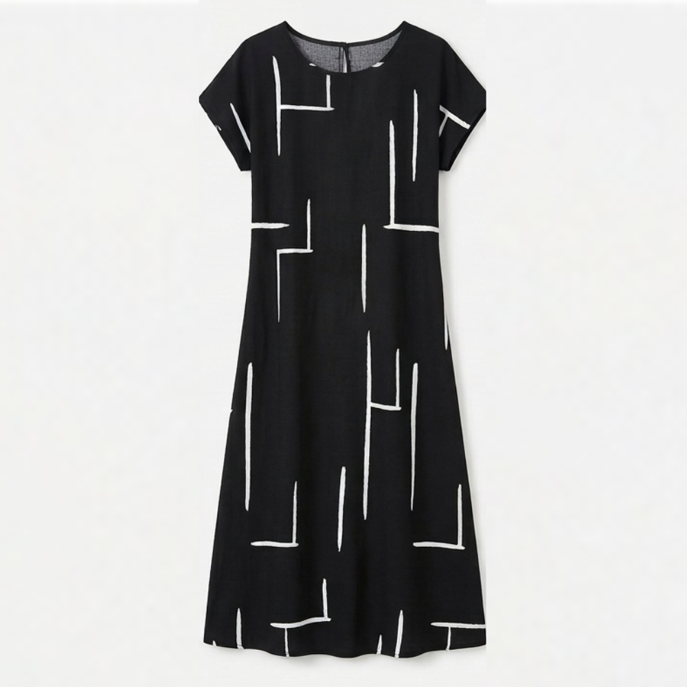 Linara™ – Abstract Line Summer Shift Dress