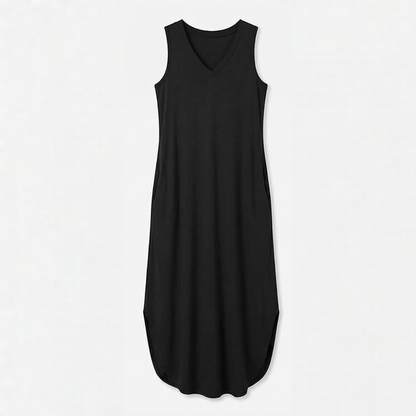 Vivara – Flowy V-Neck Maxi Dress with Pockets