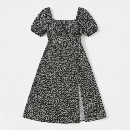 Floressa – Flattering Floral Midi Dress with Side Slit