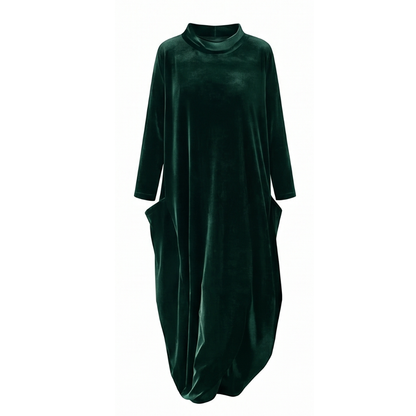 Sofelle – Women's Velvet Cocoon Midi Dress with Pockets