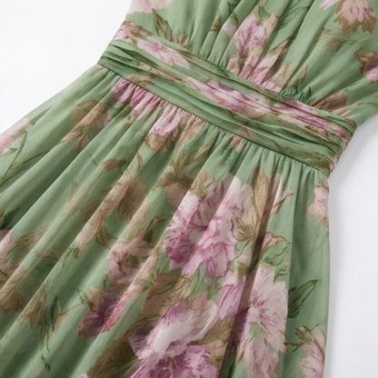 Rosalie – Women's Flowy Sage Floral Summer Maxi