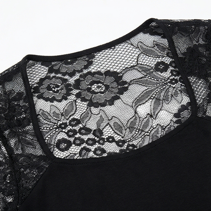 Lacelle – Women's Sheer Floral Lace Sleeve Top