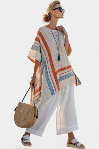 Loredana - Asymmetric Linen Trouser Set