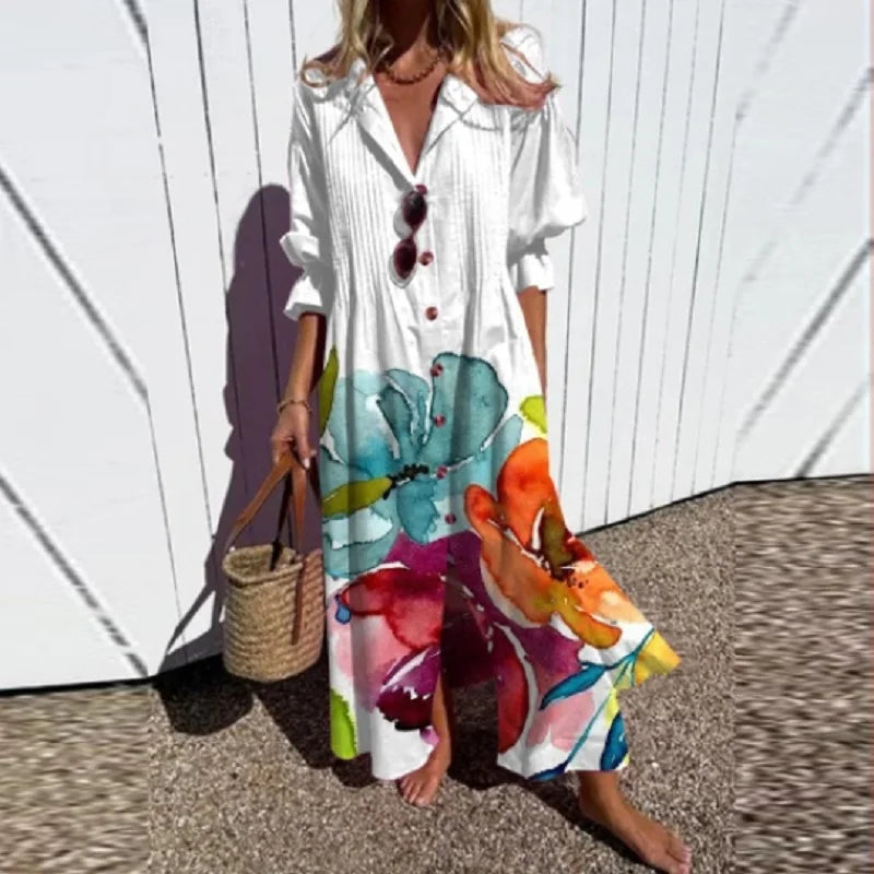 Caitlyn - Bohemian Puff Sleeve Maxi Dress
