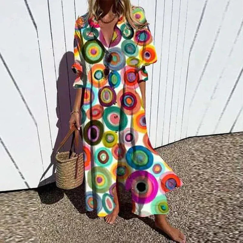 Caitlyn - Bohemian Puff Sleeve Maxi Dress