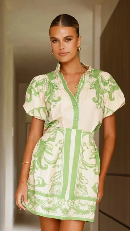 Linen Cocktail Dress Set (Top & Skirt)