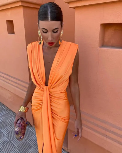 Selena - Fiery Drape Dress